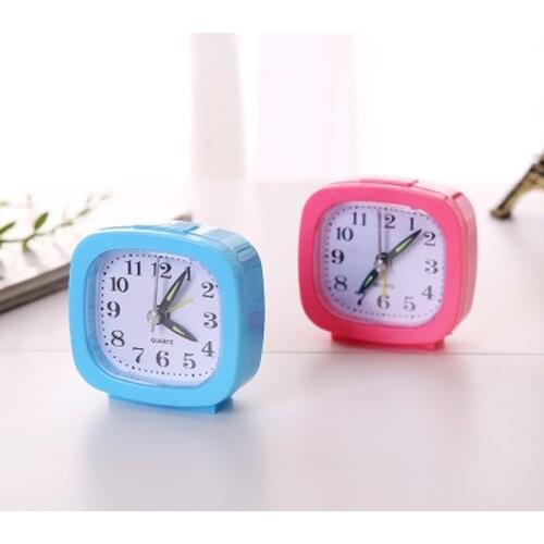 Mini Creative Lovely Square Small Bed Alarm Clock Compact Travel Clock Portable Children Student Desk Watch Clock Home Decor