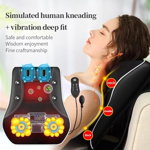 Car Home Massage Pillow 20 Heads Parts Head Wormwood Hot Compress Vibrating Shiatsu Massager Head Shoulders Neck Body Relaxation
