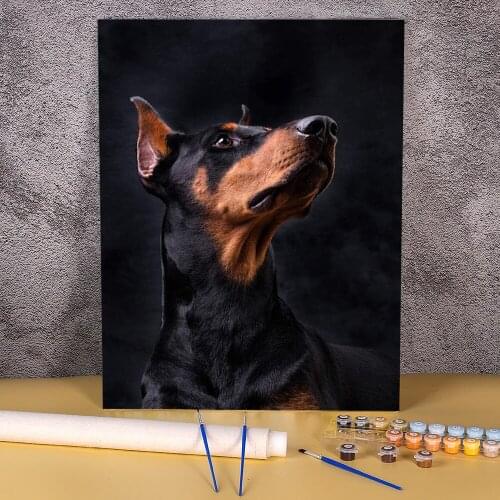 Animal Dog Doberman DIY Paint By Numbers Set Acrylic Paints 40*50 Paiting By Numbers Loft Picture Crafts For Adults Art