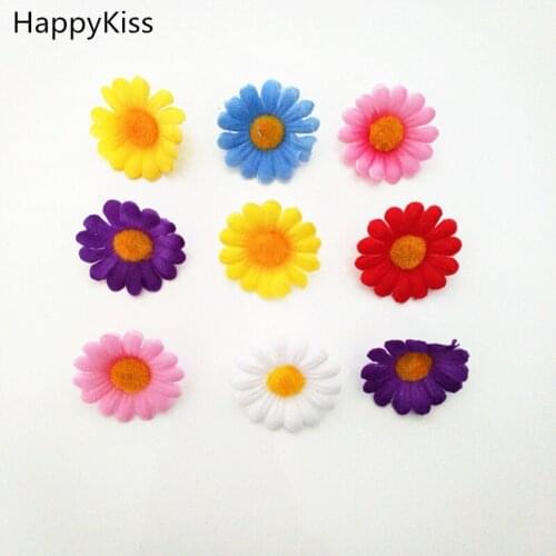 10pcs Small Silk Sunflower Handmake Artificial Flower Head Wedding Decoration DIY Wreath Gift Box Scrapbooking Craft Fake Flower