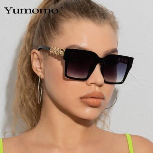 Oversized Square Sunglasses Women Vintage Brand Designer Sun Glasses Men Retro Link Chain Frame Eyewear Lady Shades Female UV400