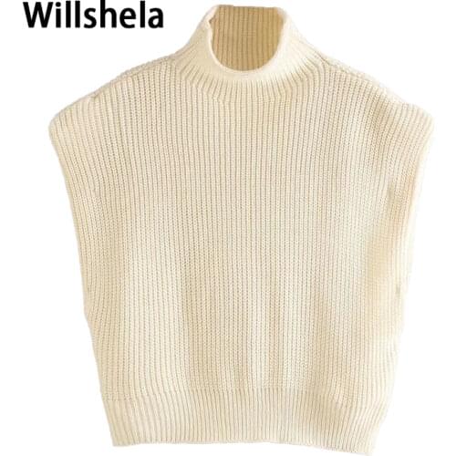 2021 New Women Knit Sweater Vest Wide Shoulder Sweater Women Pullover High Street Warm Knitted Tank Tops