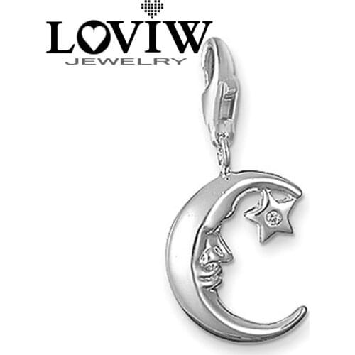 Half-moon Charms Moon face pendant Pendants with lobster clasp silver-plate New DIY Accessories for party Gifts