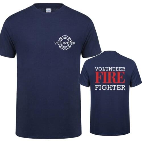 Firefighter Volunteer T Shirt Mans Fire Rescue Cool Fashion Short Sleeve Men Fireman Tshirts QR-018