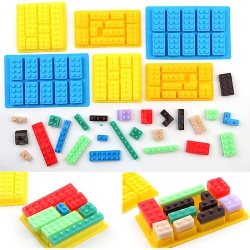 10 Holes Brick Blocks Shaped Rectangular DIY Chocolate Silicone Mold Ice Cube Tray Cake Tools Fondant Moulds Baking Tools