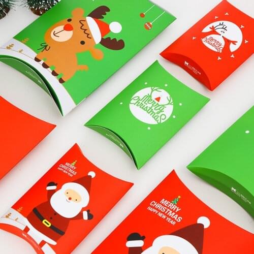 Christmas Candy Box bag Santa Claus Elk New craft paper Pillow Shape Wedding Favor Gift Boxes New Year Christmas Party Box bags