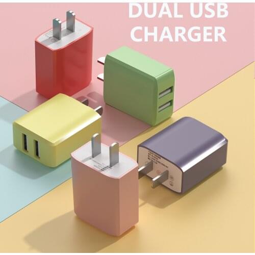US Plug USB Charging 2Port Home Travel Charger Adapter for iPhone Android Mobile Wall Charger Universal Liquid Color 5V Adapter