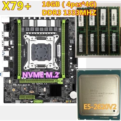 JSFFFL X79 chipset motherboard LGA2011 Mini-ATX combos E5 2620 V2 CPU 4pcs x 4GB = 16GB DDR3 1333Mhz ECC Memory
