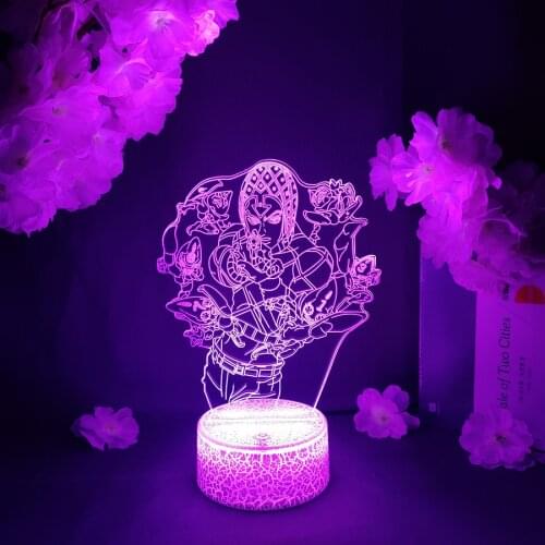 LED Light Anime Avatar JoJo Bizarre Adventure Acrylic Night Lamp RGB Flashing Cool Gift 3D Cartoon Child Room Decor