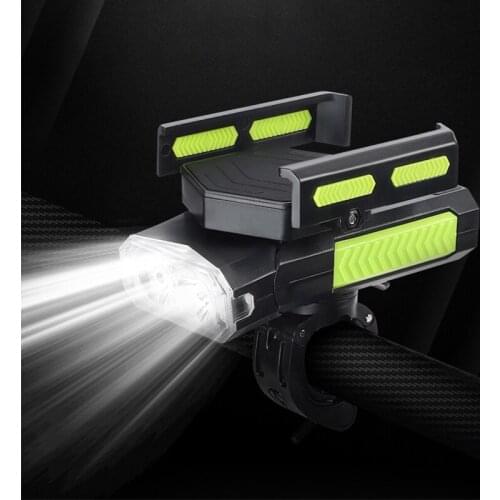 Bicycle Light Multi-function 4 In 1 Bike Front Light 2* LED MTB Headlight Phone Holder Bracket Speaker Powerbank Lamp N030A