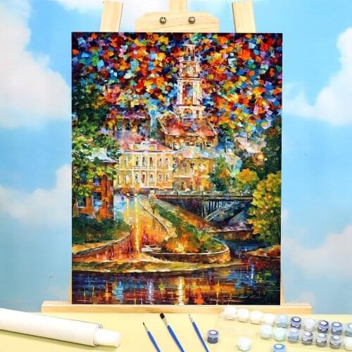 Vitebsk Reflection Painting By Numbers Set Acrylic Paints 40*50 Canvas Pictures Loft Wall Picture For Children For Handicraft