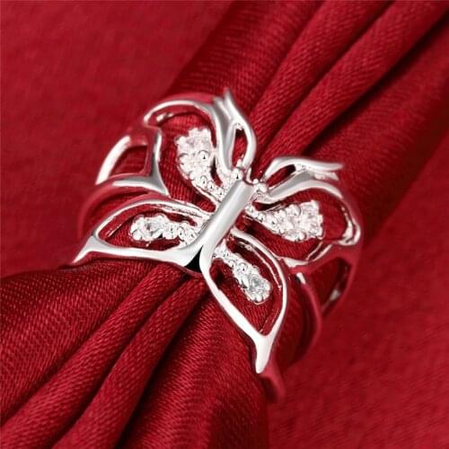 Vintage Hollowed Out Butterfly Ring Silver Plated Thumb Ring Womens Fashion Bohemian Jewelry Cocktail Ring Birthday Gift