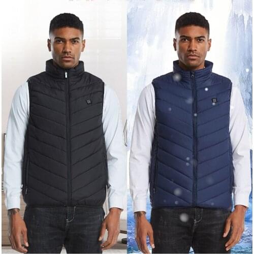 Electric Heated Vest Outdoor Men Women USB Heating Clothing Warm Feather Winter Sleeveless Heated Jacket Fishing Hiking Vest