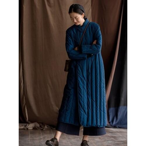 Winter Animal Husbandry Literary And Artistic Retro Chinese Disc Buckle Cotton 95 White Goose down Jacket female mid-length jack