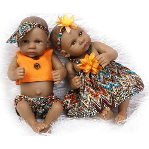10 inch African American Baby Doll Black Girl Full Silicone Body Bebe Reborn Baby Dolls Ethnic Alive Dolls Brinquedos Juguetes