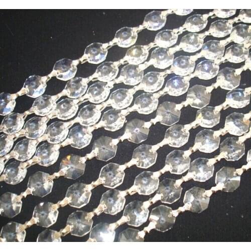 10meters/lot Butterfly buckle connect octagon bead chain decorative weedding glass bead strand chandelier lamp chains