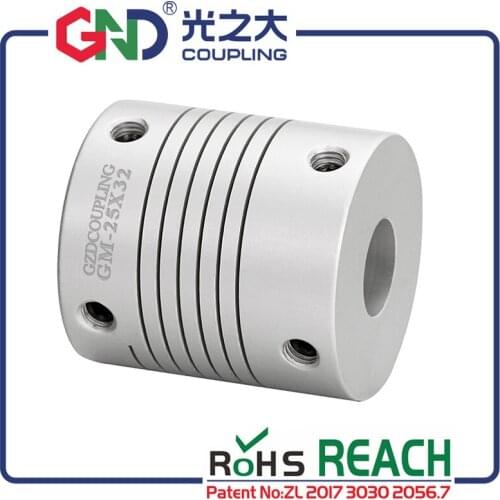 100 pcs GND Flexible shaft coupler aluminum alloy screw thread setscrew series coupling GM-D19.4mm L24.5mm for encoder