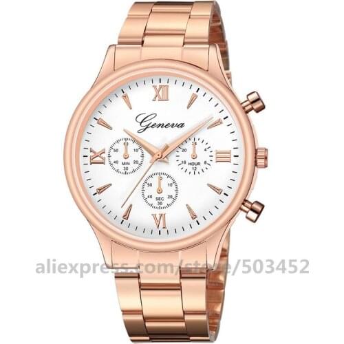 100pcs/lot New Geneva 649 Watches Men Business Watches Men Unisex Wristwatch Stainless Steel Belt Luxury Analog Clock