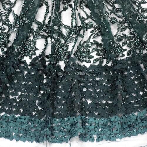2020 3D flower embroidery tulle fabric wedding beaded lace fabrics HY0773-3