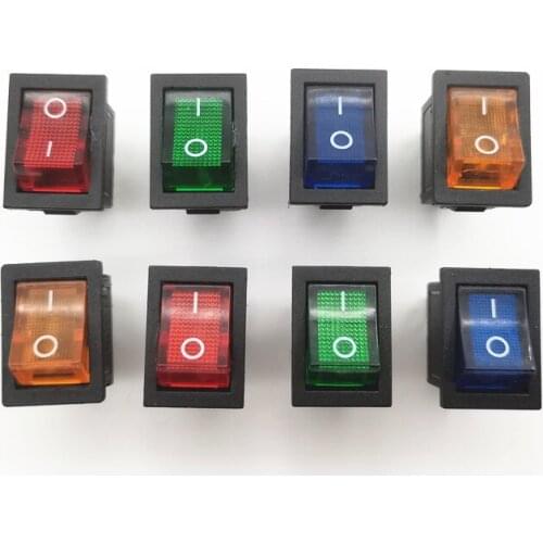 5pcs KCD1 4Pin LED Light Boat Car Rocker Switch 6A/10A 250V/125V AC Red Yellow Green Blue 220V