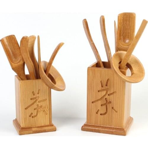 6pcs/set Vintage Tea Clip Tea Spoon Eak Strainer Chinese Bamboo Tea Tool Set Kung Fu Tea Sets Puer Knife Spoon Ceremony Utensils