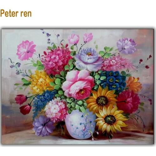 Peter ren 5d Full Diamond Painting Cross Stitch Diy Diamond Embroidery flowers bloom for the Bedroom Square Diamond Mosaic mural