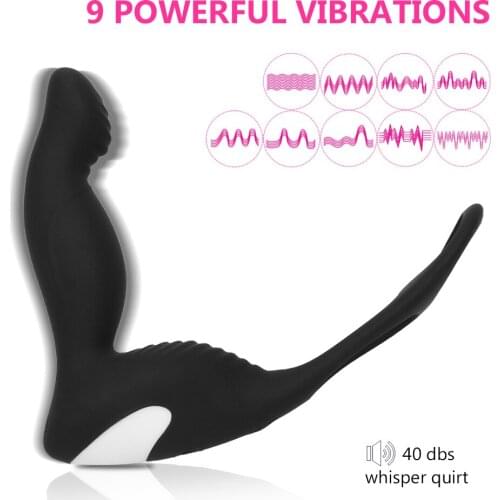 IKOKY Anal Vibrator Butt Plug Prostate Massage Silicone Erotic 9 Mode Sex Toys for Men
