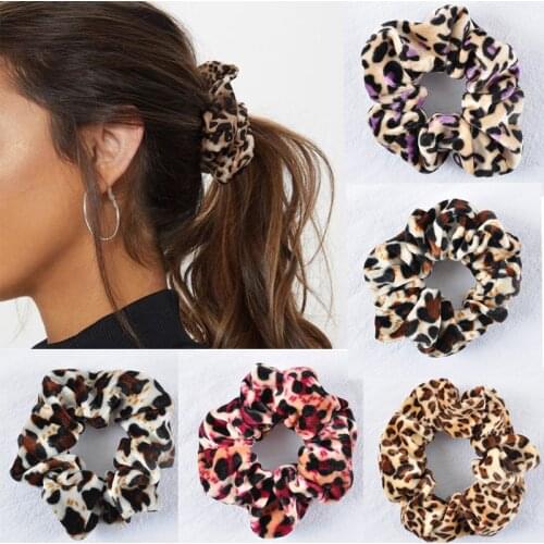 Leopard Velvet Scrunchies For Woman Hair Ties Girl Ponytail Holders Ladies Elastic Hairband Hair Rope Gum Hair Ring Rubber Band