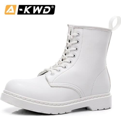 New Fashion Shoes 2020 Lace-up White Men Boots Soulier Homme Plus Size Shoes 46 Wear Resistent Unisex Ankle Boots Spilt Leather