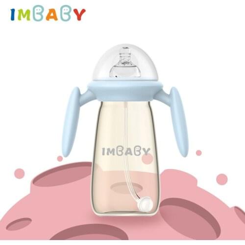 IMBABY 120/300ML Feeding Bottle Baby Bottle For 0-36M Feeding Bottles Baby Feeding Bottle Silicone Nipple Gravity Ball Straw