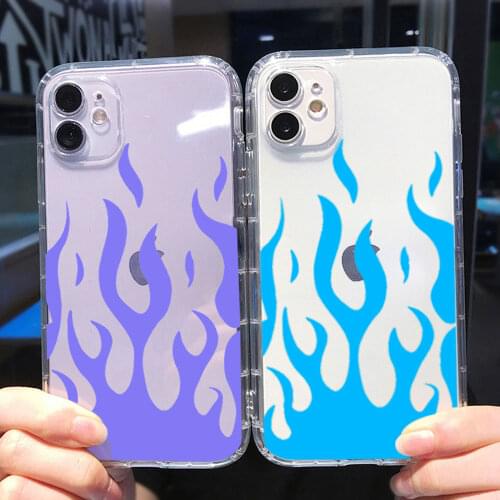 Transparent Girl Gifts Colorful flame Phone Case For Iphone 12 PRO MAX 7 8 plus 11 PRO XR XS MAX Silicone Shell Soft TPU Cover