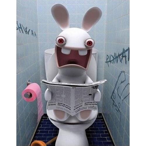 DIY Painting By Numbers Toliet Rabbit Coloring By Numbers Animal Wall Art Canvas Picture Hand Painted Modern Room Decoration