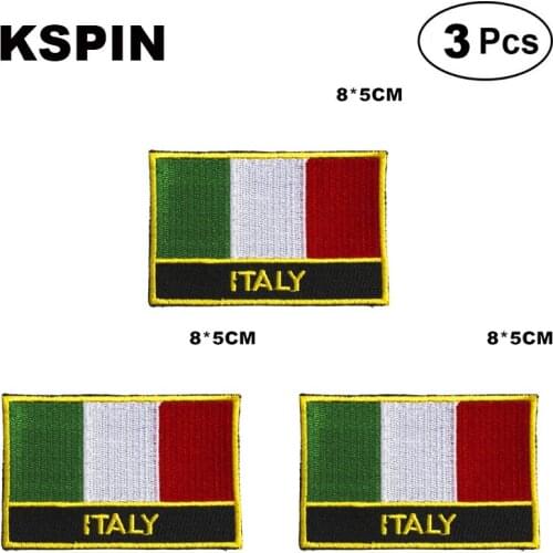 Italy Rectangular Shape Flag patches embroidered flag patches national flag patches for clothing DIY Decoration
