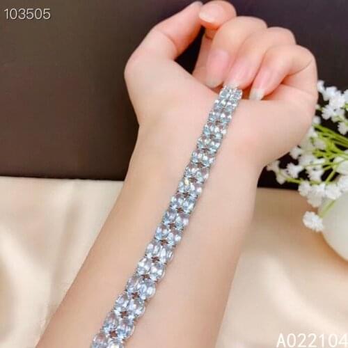 KJJEAXCMY fine jewelry 925 sterling silver inlaid natural Swiss blue topaz women noble fashion OL style gem hand bracelet suppor