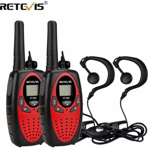 4 Colors Retevis RT628 Mini Walkie-Talkie 2pcs For Kids+2pcs 1Pin Headset 0.5W PMR Childrens Two Way Radio Christmas Gif Set