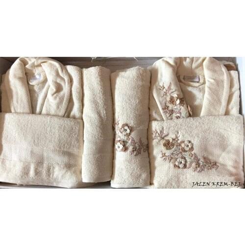 Kristal Bamboo Family Bathrobe Set JALEN CREAM-BEIGE