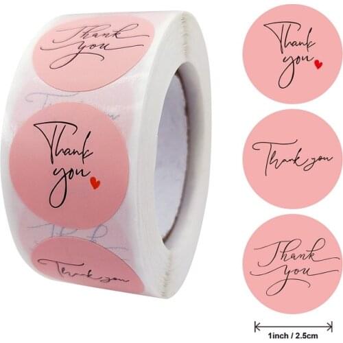3 Novel Designs Gorgeous Pink Thank You Stickers 500pcs for Shop Baking Handmade Crafts Envelope Party Wedding Decor Seal Label
