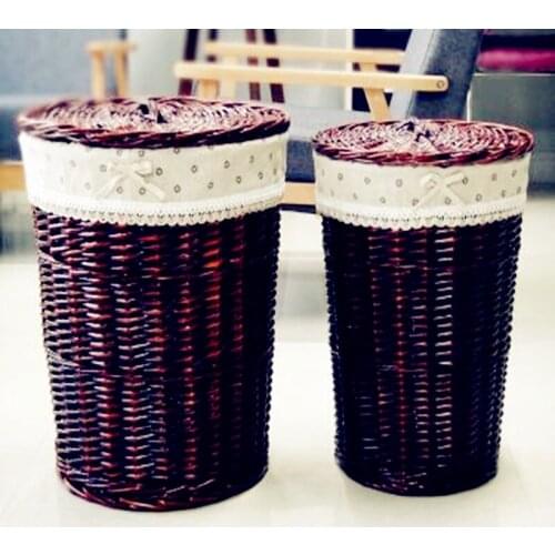 Natural Wicker storage basket Strong bearing environmentally friendly dirty durable clothes storage basket with lid