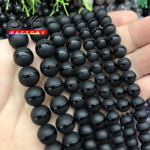 Natural Dull Polish Black Agates Beads Striped Round Loose Beads For Jewelry Making DIY Bracelet Accessories 8 10 12mm 15"strand