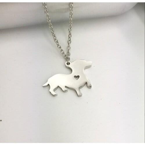 2018 New Trendy Animal Pendant Dog Necklace Collar Link Chain Stainless Steel Hollow Love Heart Statement Girl Valentine gift