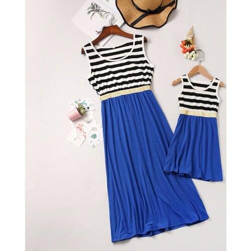 2021 European and American new hot style parent-child wear striped stitching mother and women dress