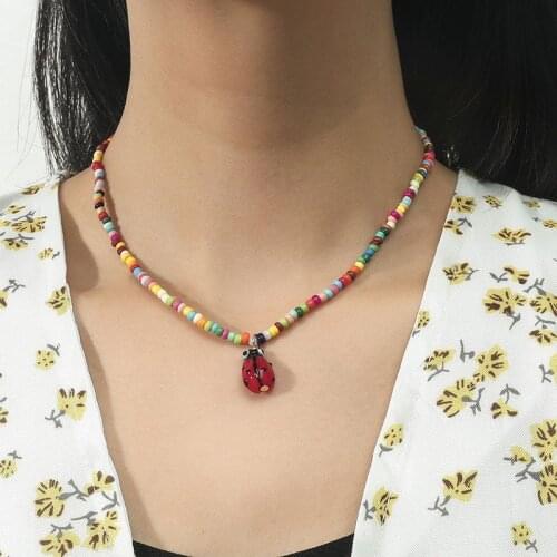 New Trendy Bead Strand Beaded Choker Necklace For Women Bohemian Colorful Handmade Short Flowers Pearl Necklace Collar Jewelry