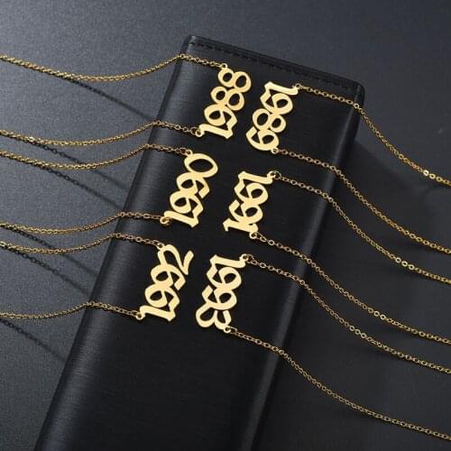 New Products Accessories Stainless Steel Year Necklace Digital Necklace Explosion Style 1980-2019