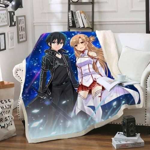 Anime Sword Art Online 3D Print Throw Blanket Cartoon Figure Fleece Blanket For Beds Home Textiles Luxury Adult Gift Hot Sale