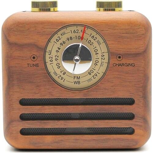 Retro portable FM WB Emergency Radio wireless wood mini bluetooth speaker box fm retro radio vintage with usb player