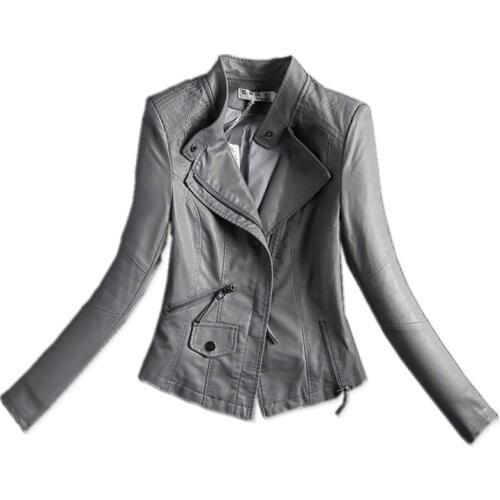 Plus size 3XL!2020 Autumn new fashion women pu leather jacket women slim shorts coat