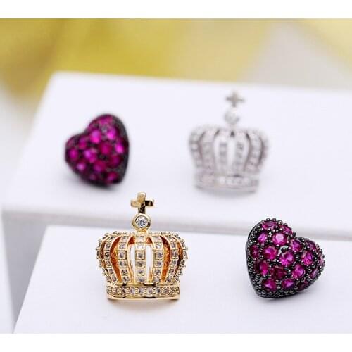 SWOUR New Fashion Jewelry 925 Sterling Silver Crown Heart Love Design Micro Cubic Zircon CZ Lovely Stud Earrings S282