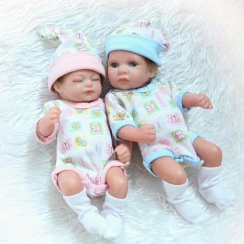 Reborn Baby Twins Girl Boy Full Silicone Bath Bebe Doll 11'' Alive Nursery Gifts Silicone Reborn Baby Dolls