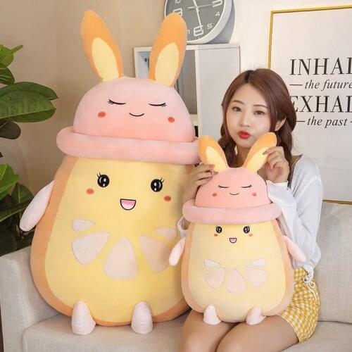 Cute creative orange rabbit plush doll kawaii plush orange padded cushion home office decoration holiday gift