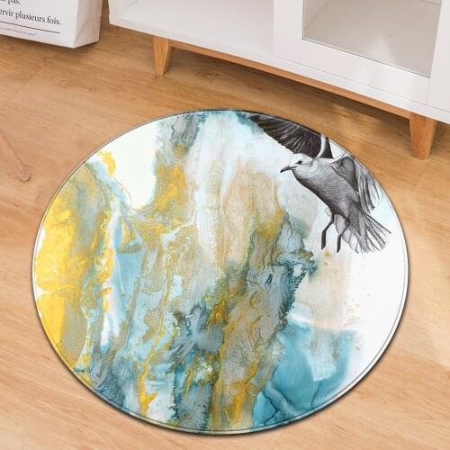 Nordic Round Carpet Kids Room Bedroom Rug Carpet for Living Room 3d floral Print Computer Chair cushion Decorative Bedside Mat
